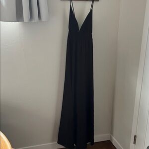 A peach, Elegant Black Maxi Dress, NWT size L, adjustable straps